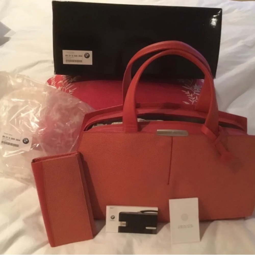 Handbag and Matching Wallet BMW - Leather - Purchased in Italy- New with Box